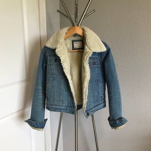 faux fur lined denim jacket
